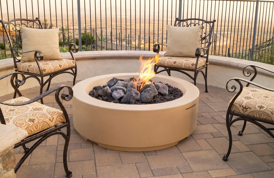 American Fyre Designs 48" Louvre Round Fire Pit gas grill