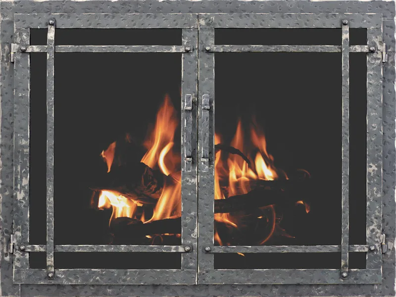 Stoll Aged Iron rustic fireplace glass door