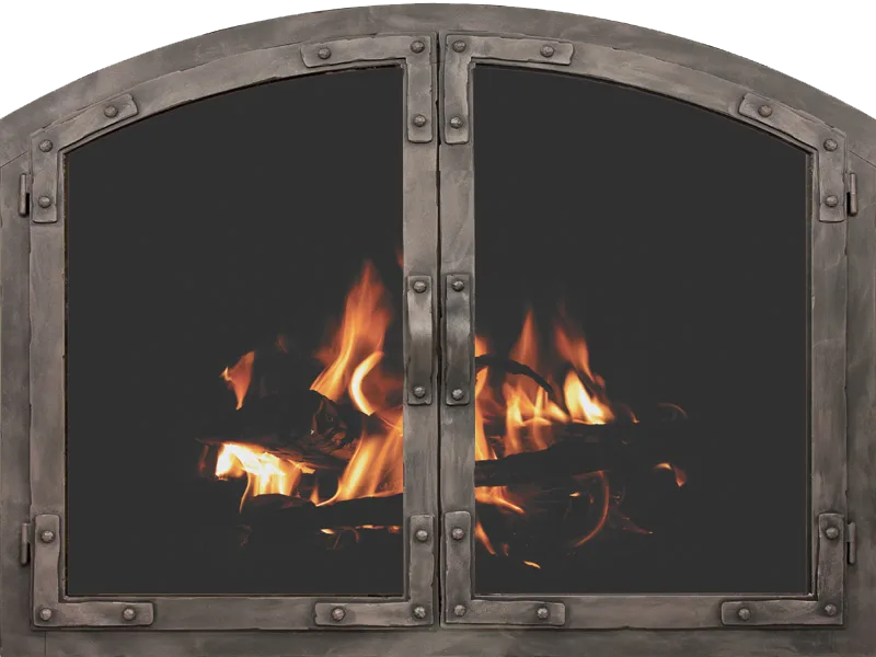 Stoll Old World rustic fireplace glass door
